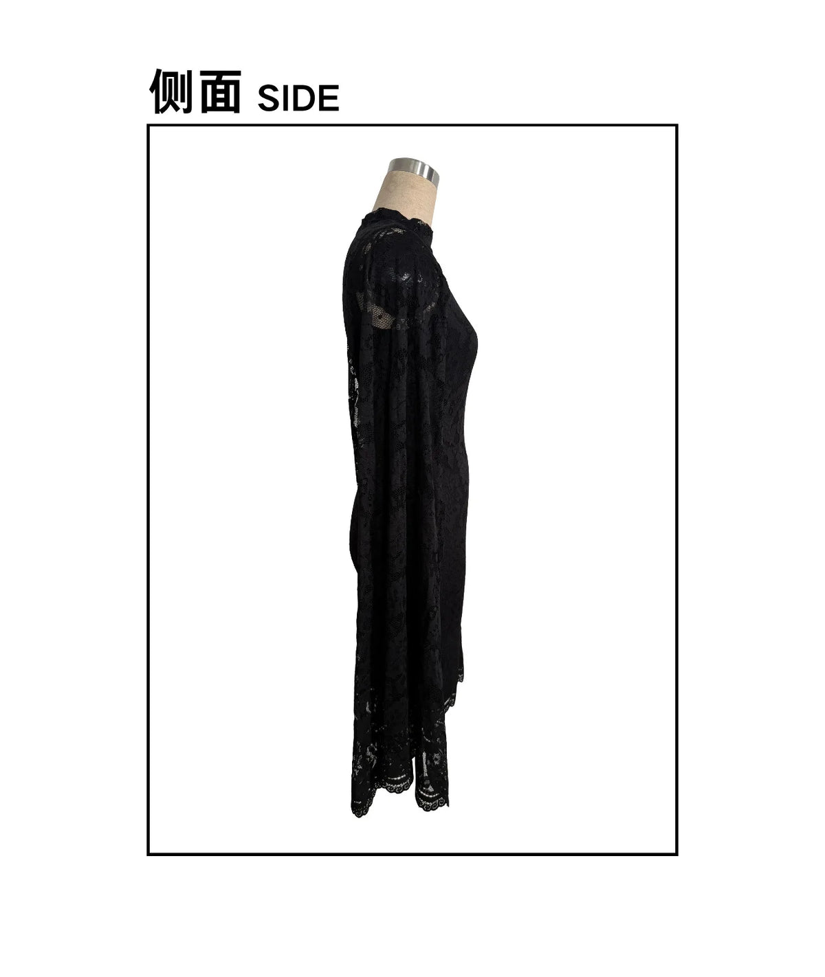 Women Sexy Long Sleeve Lace Dress 2026 Fall Winter, Mandarin Collar Side Slit Slim Midi Dress For Cocktail Dating Night Out