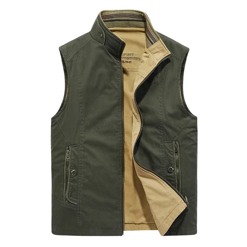 Autumn Mens Military Vests Sleeveless Top Jacket Cotton Casual Multi Pocket Vest Men Waistcoat Coat Brand Clothing
