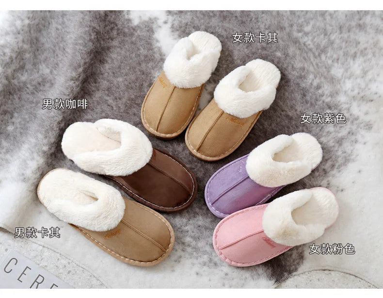 Big Size 47 Men Winter Slippers Furry Warm Home Shoes Men Couples House Floor Slides Slip On Footwear Comfortable Soft Bedroom S