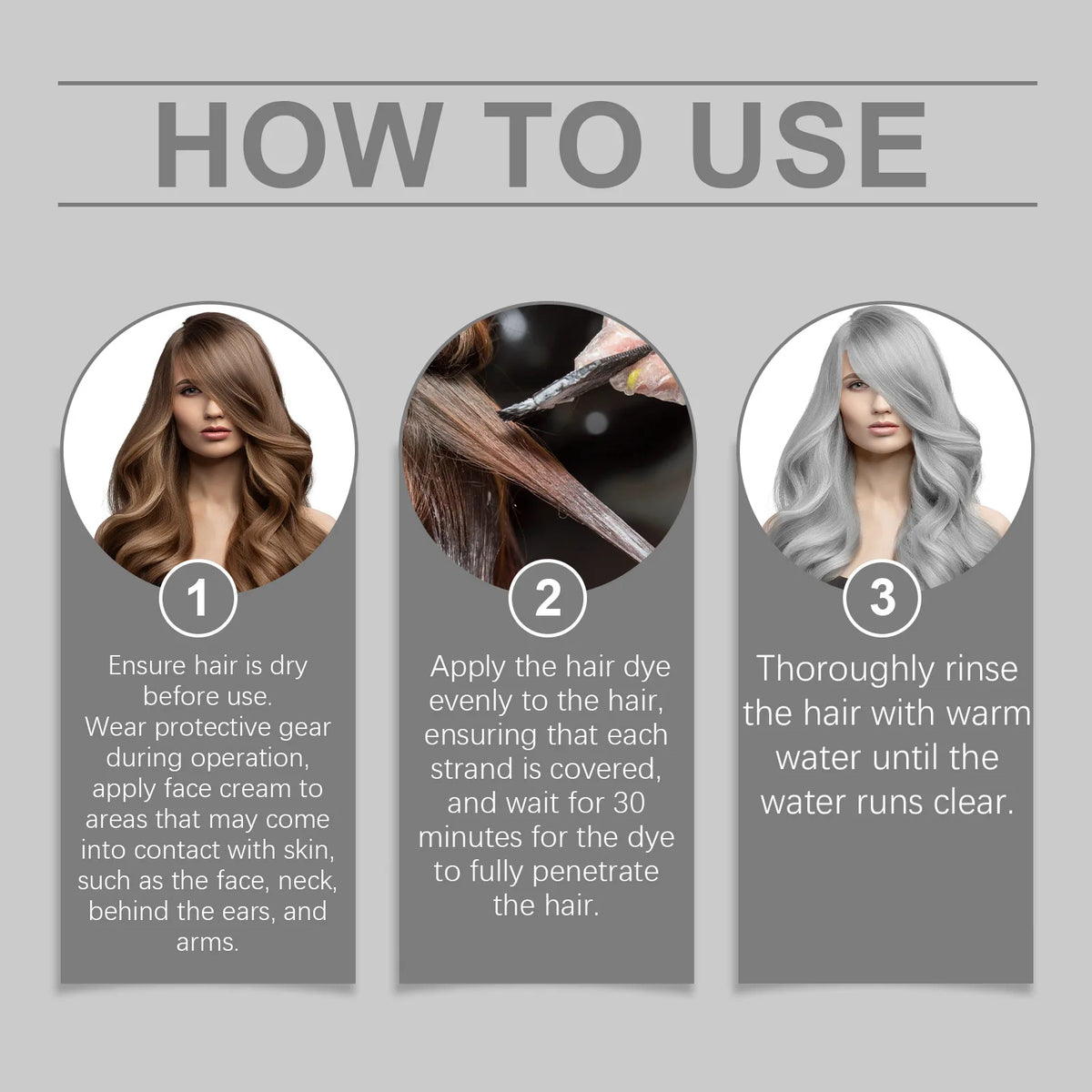 Hoegoa Silver Hair Dye Fashion Look Accurate Color Long Lasting Easy Apply Gentle Ingredients Nourishing Hair Color Cream 100g