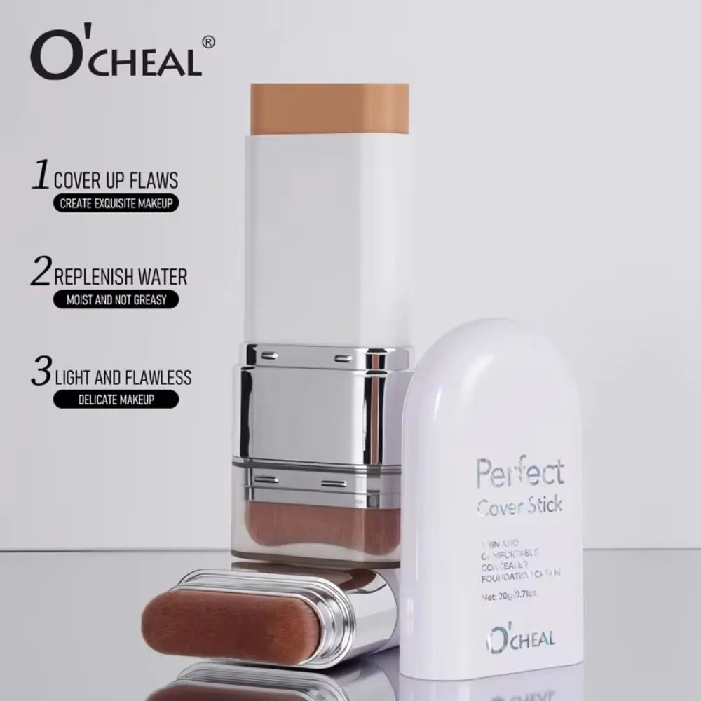 Thin and Comfortable Perfect Cover Stick Waterproof Instant Natural Concealer Foundation Stick with Brush Long-lasting