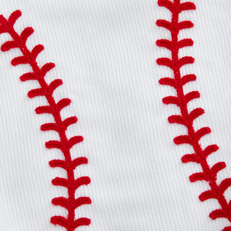 Citgeett Summer Infant Baby Girls Boy Bodysuit Overalls Baseball Embroidery Sleeveless Jumpsuit Suspender Pants Clothes