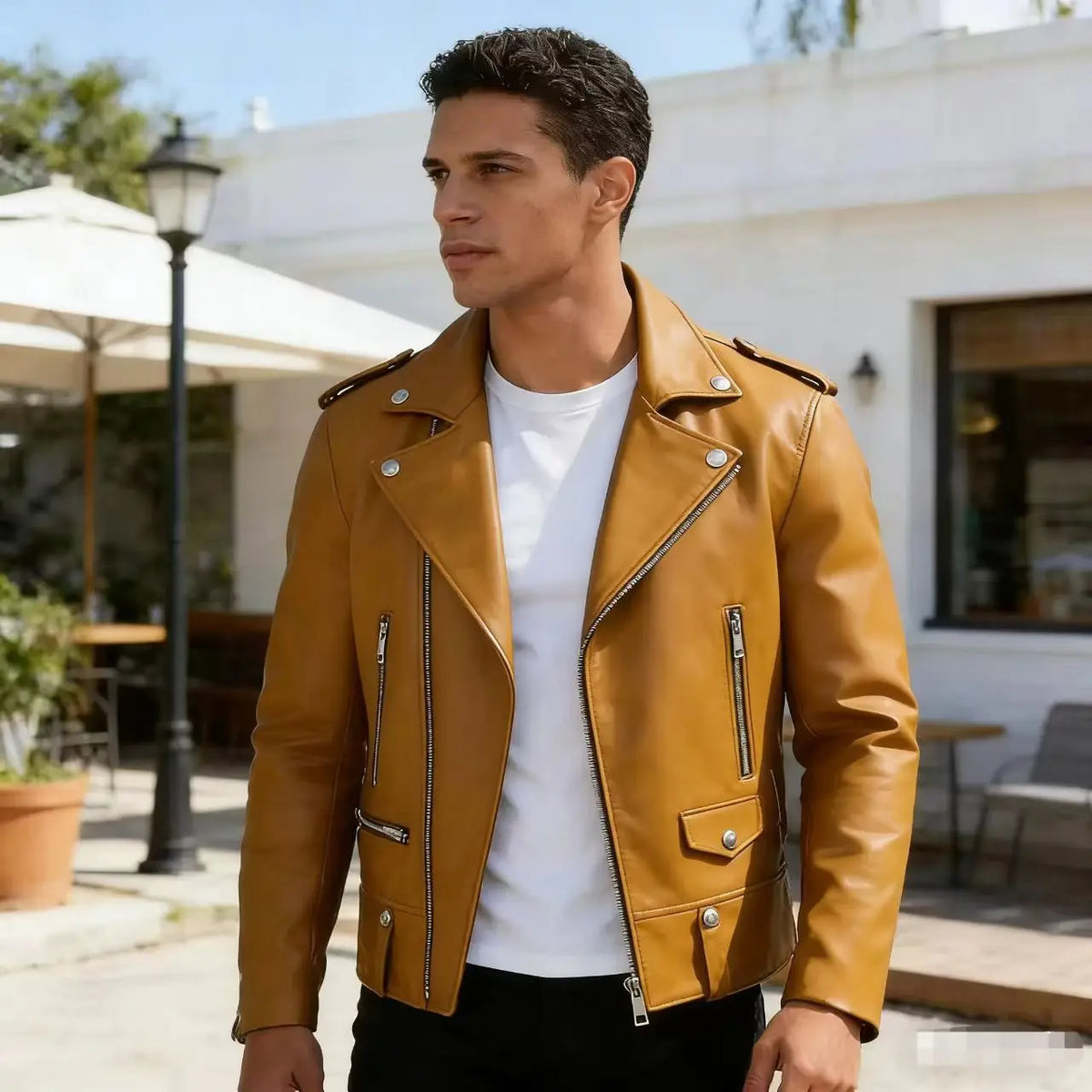 New Fashion Autumn Winter Men Solid Color Long Sleeve Zipper Slim Simple Trendy Faux Leather Coats Male Streetwear Top Clothes