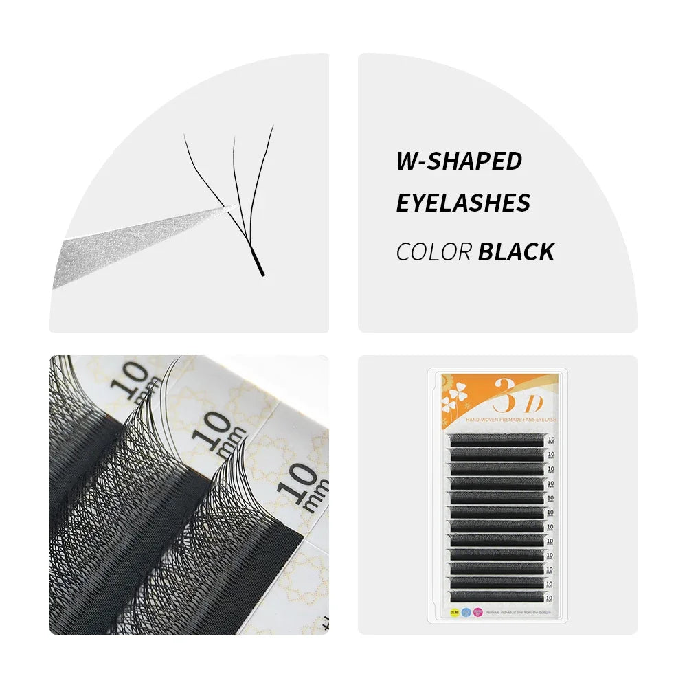 GAHAMACA Eyelash Extension 0.07mm C/D/L/LU Curl Lash 3dW-Shape Eyelashes Extension Natural Soft Premade False Lashes ๏ปฟWholesaled