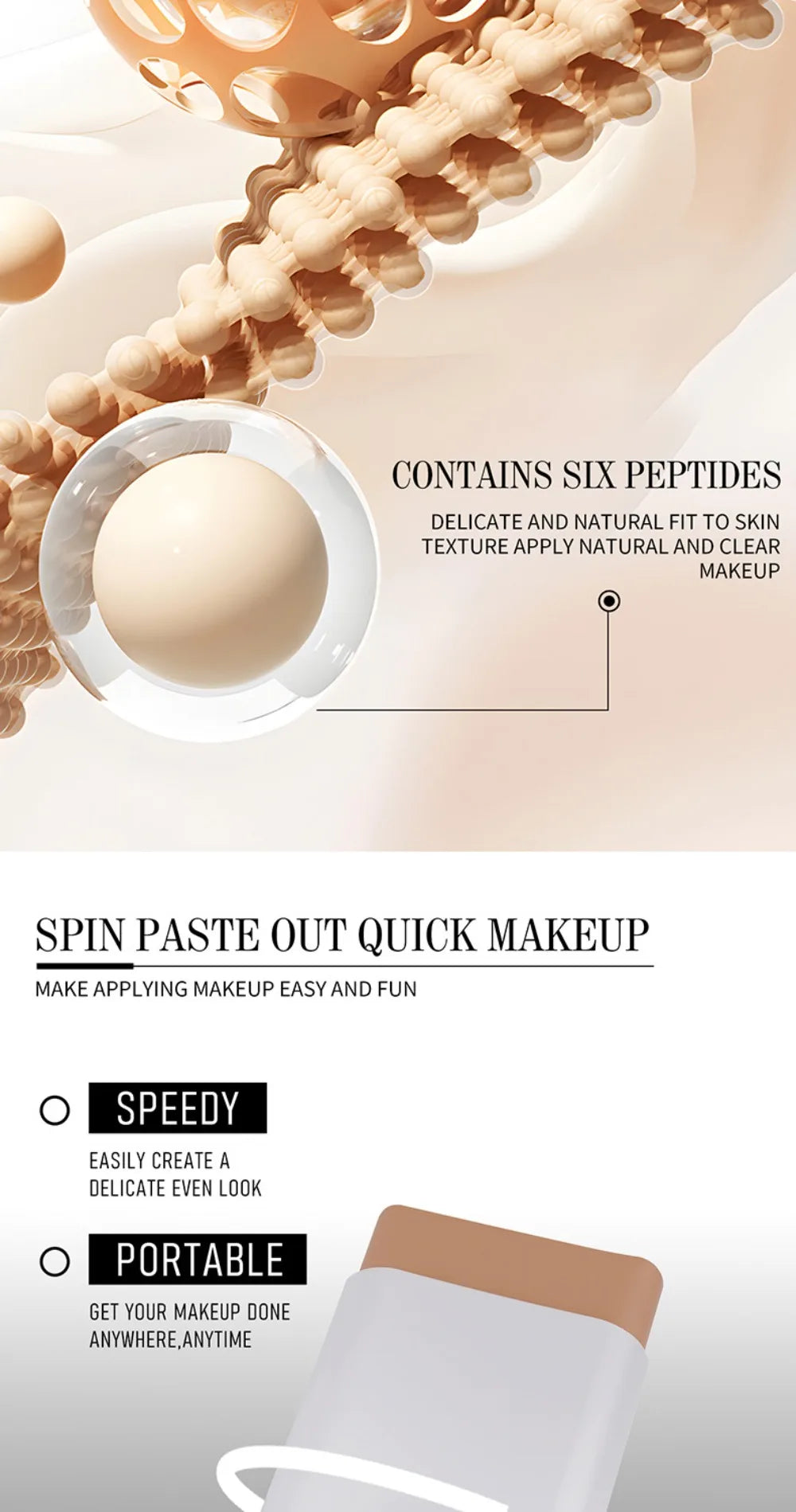Thin and Comfortable Perfect Cover Stick Waterproof Instant Natural Concealer Foundation Stick with Brush Long-lasting