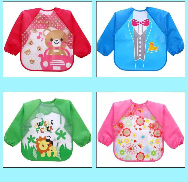 0-4 Years Baby Bibs Waterproof Kid Eating Clothing Children's Long Sleeves Feeding Smock Bib Baby Apron Bandana Bibs Clothes