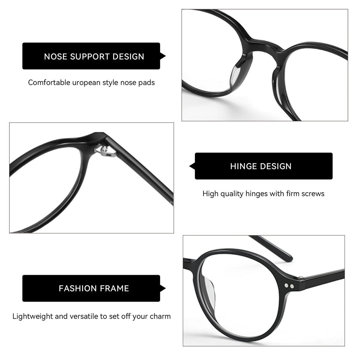 ZENOTTIC XS Size Unisex Ultralight Acetate Small Round Eyewear Anti Blue Light Blocking Computer Glasses Fashion Optical Frame