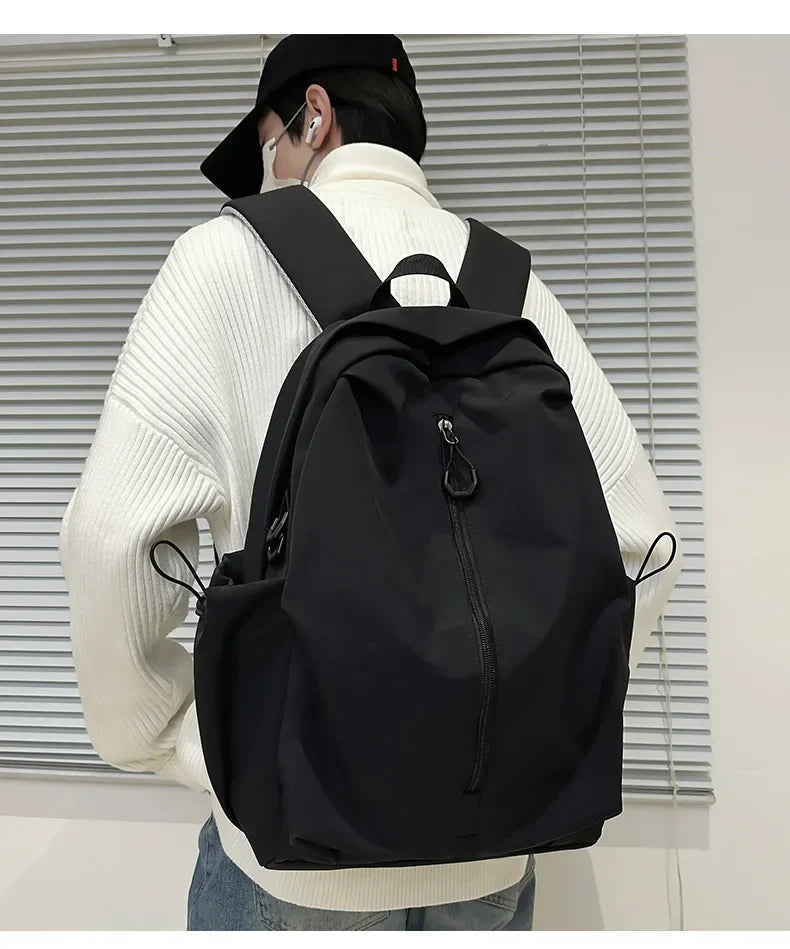 15.6 Inch Nylon Waterproof College Backpack Large Capacity Travel Unisex Laptop Backpacks Simple Design School Bag for Teenagers