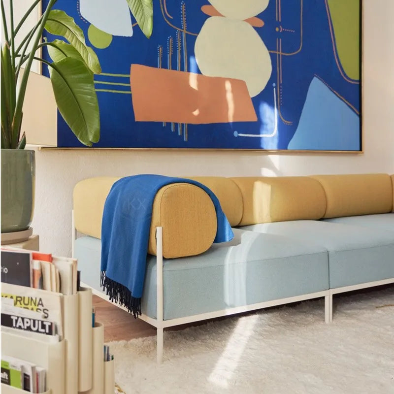 F1 minimalist small apartment metal fabric light luxury modern living room exhibition hall complete sofa