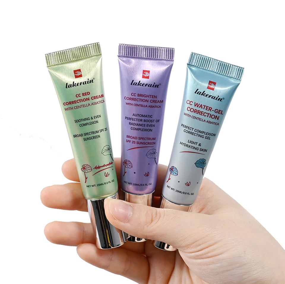 3Pcs Free Brush Color Changing CC Cream Centella Korean Liquid Foundation Long Lasting Face Base Makeup Foundation