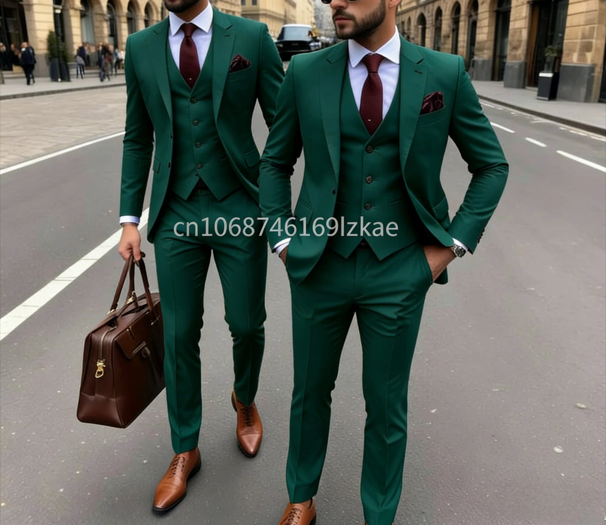 Men's 3 Piece Suit Yellow Slim Fit Elegant Casual Business Office 3pcs