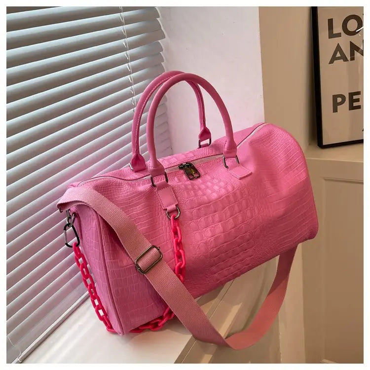 European / American Fashion Crocodile Pattern Embossed Large Capacity Portable Sports Travel Single Shoulder Crossbody Bag Trend