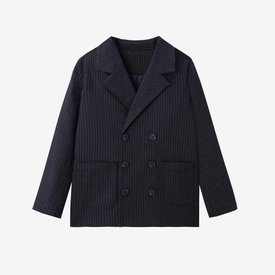 (Ship out in 1 day) AS AW26 ISRAEL Pinstripe Windsor Collection with knitting children clothes shirt