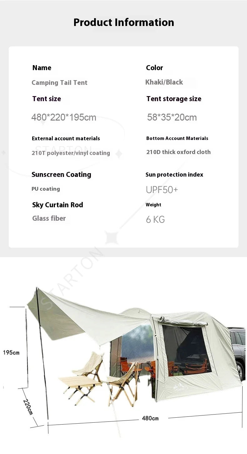 Portable Waterproof SUV Tail Tent Lohascamping Car box docking tent 3-4 people Dome tent Sunshade Tunnel style tent,Large tent,
