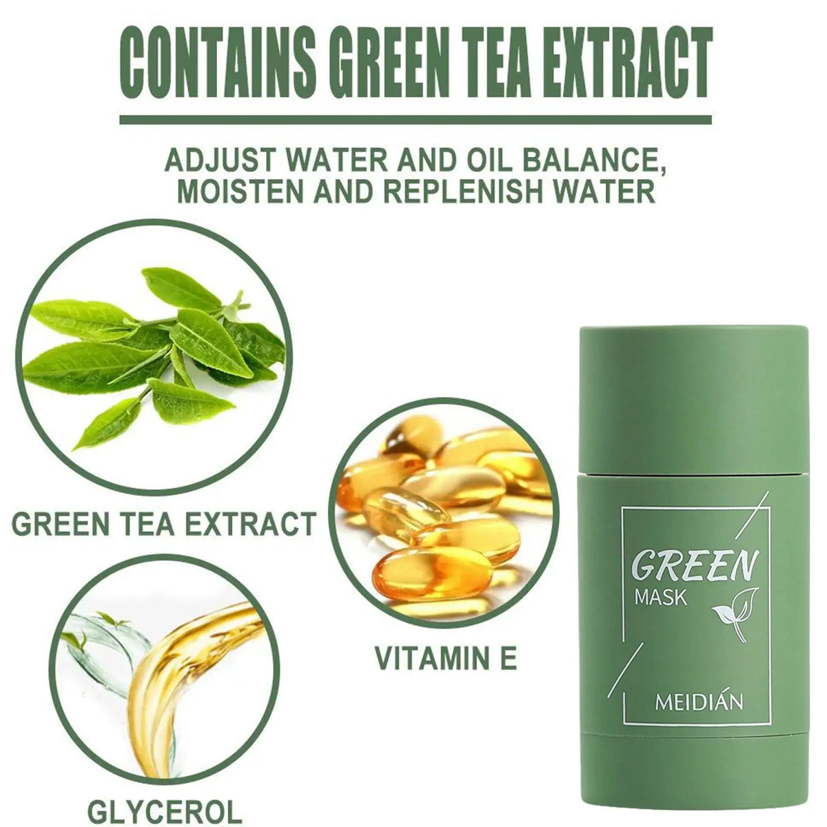 40g Green Tea Solid Cleansing Mask Stick Removes Blackheads & Cleans Pores Mild Korean Facial Skin Care