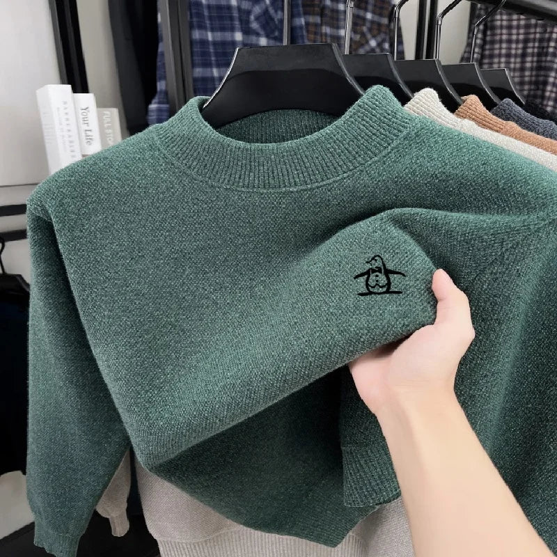 High Quality Hot Selling Autumn Winter Comfortable New Knitted Sweater Men's Personalized Brand Penguin Embroidery Warm Pullover