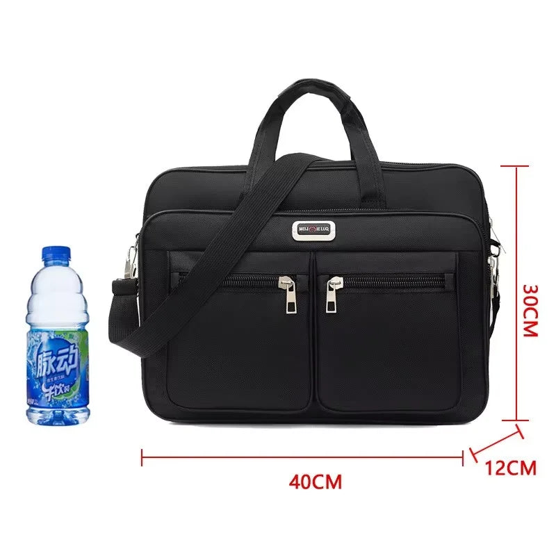 HOMEFISH Multi-pocket Portable Business Handbag for Men, Large Capacity Versatile Shoulder Briefcase for Daily Work & Casual Use