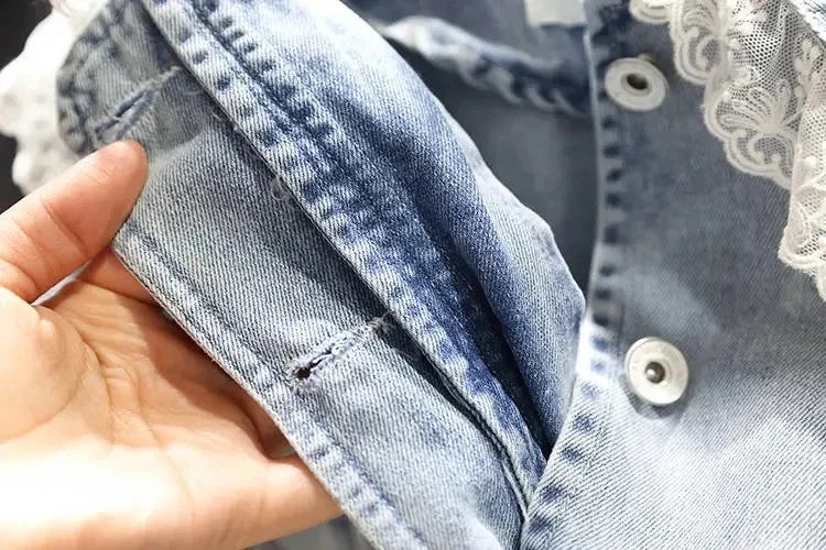 1-10 Years Baby Girls Denim Jacket New Fashion Kids Jean Coat For Girls Sweet Lace Design Princess Outerwear Children's Clothing