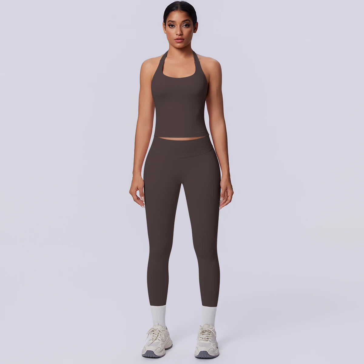 2PCS Woman Yoga Set Solid Color Sexy Fitness Top Summer Gym Workout High Stretch Female Pants Sports Fitness Clothing Yoga Set