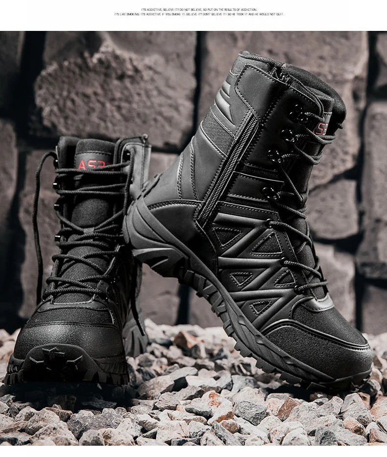 Men's High-Top Outdoor Boots Autumn Winter New Style Climbing Mountain Off-Road Tactical Boots Large Size Comfortable Shoes