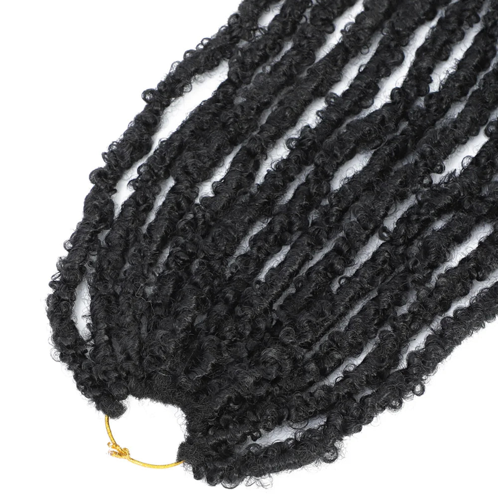 1- 6Packs Butterfly Locs Crochet Hair 36 24 18 14 12inch Pre Twisted Natural Black Distressed Faux Locs Crochet Braids for Women