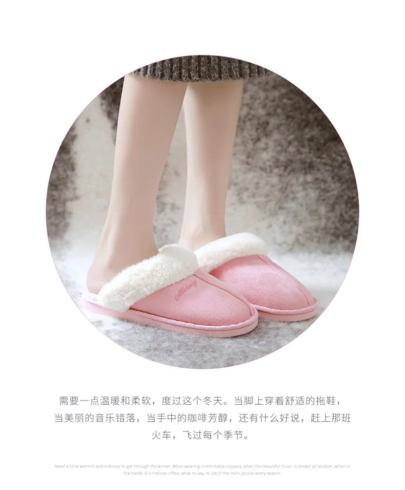 Big Size 47 Men Winter Slippers Furry Warm Home Shoes Men Couples House Floor Slides Slip On Footwear Comfortable Soft Bedroom S