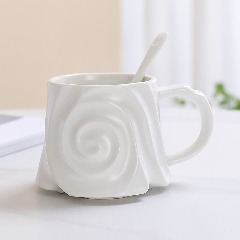 Ceramic mug with spoon milk cup household coffee cup water cup