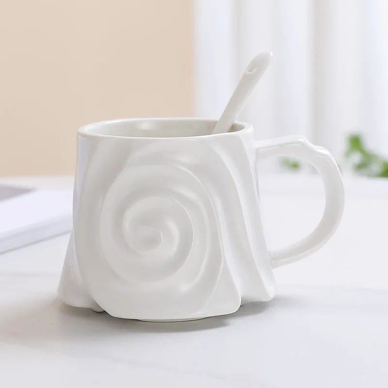 Ceramic mug with spoon milk cup household coffee cup water cup