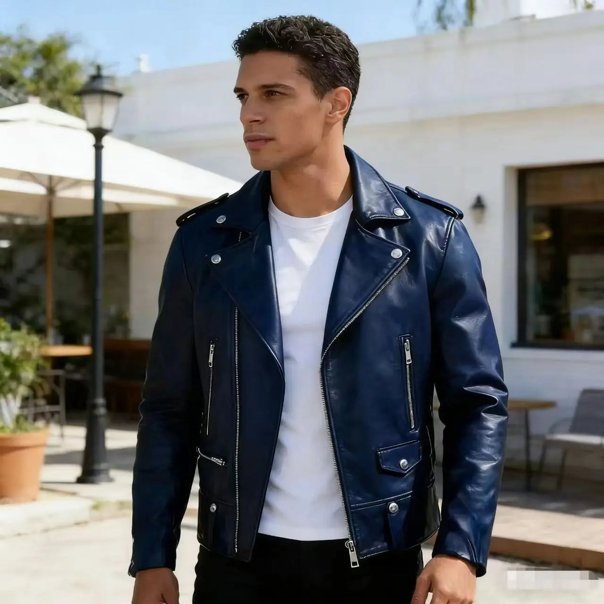 New Fashion Autumn Winter Men Solid Color Long Sleeve Zipper Slim Simple Trendy Faux Leather Coats Male Streetwear Top Clothes