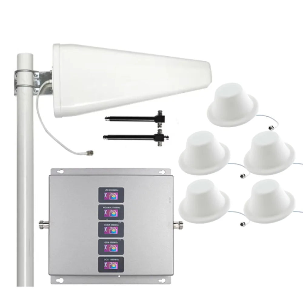 5-Band 2G 3G 4G Signal Booster Kit with 5 Antennas for Wide Coverage