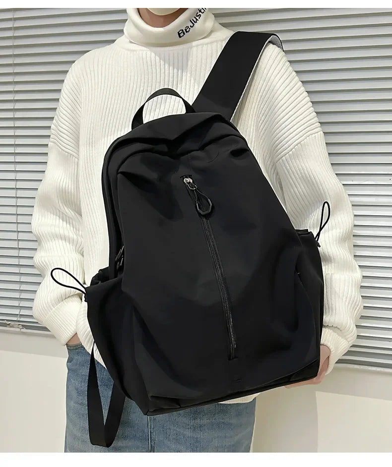 15.6 Inch Nylon Waterproof College Backpack Large Capacity Travel Unisex Laptop Backpacks Simple Design School Bag for Teenagers