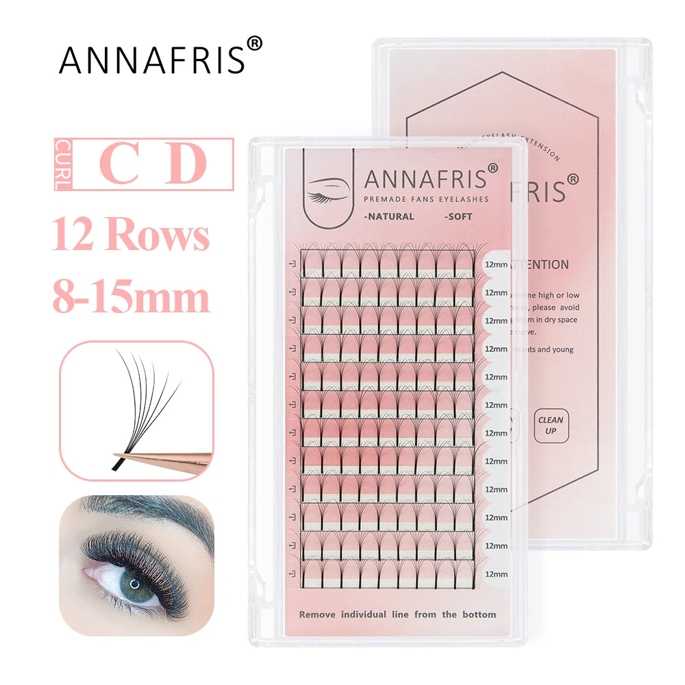 GAHAMACA Eyelash Extension 0.07mm C/D/L/LU Curl Lash 3dW-Shape Eyelashes Extension Natural Soft Premade False Lashes ๏ปฟWholesaled