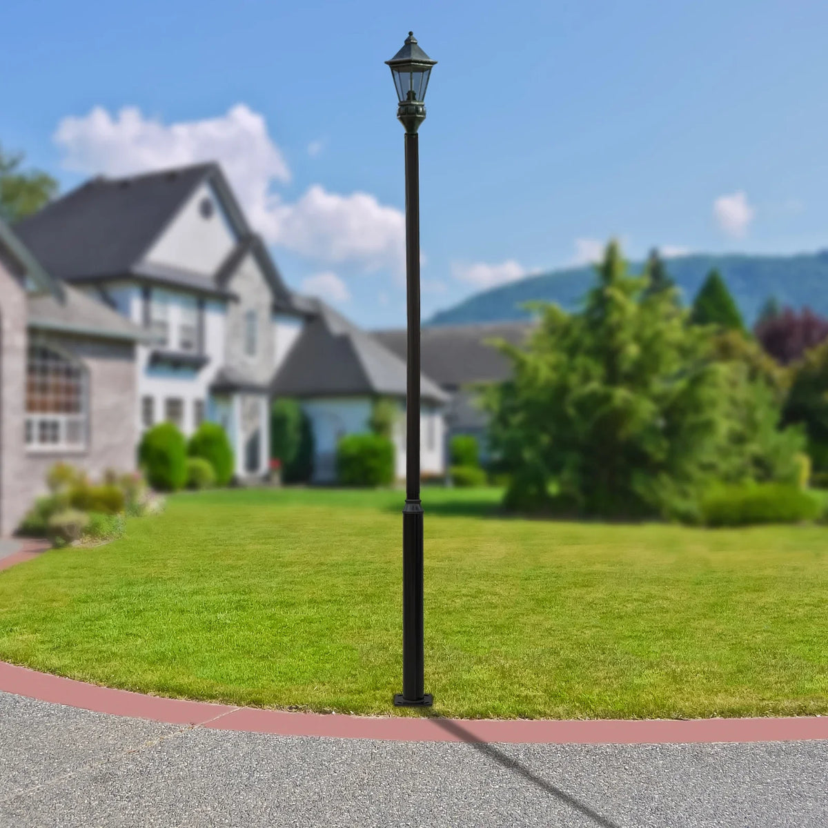 Street Light Pole, Street Lamp Post, Split Street Lamp Post, 5m Tall Outdoor Iron Pole, Galvanized Baking Paint Black, Floor Mounted, Load Capacity 100kg, for Solar Light Garden Light Surveillance Camera, Street Yard Parking