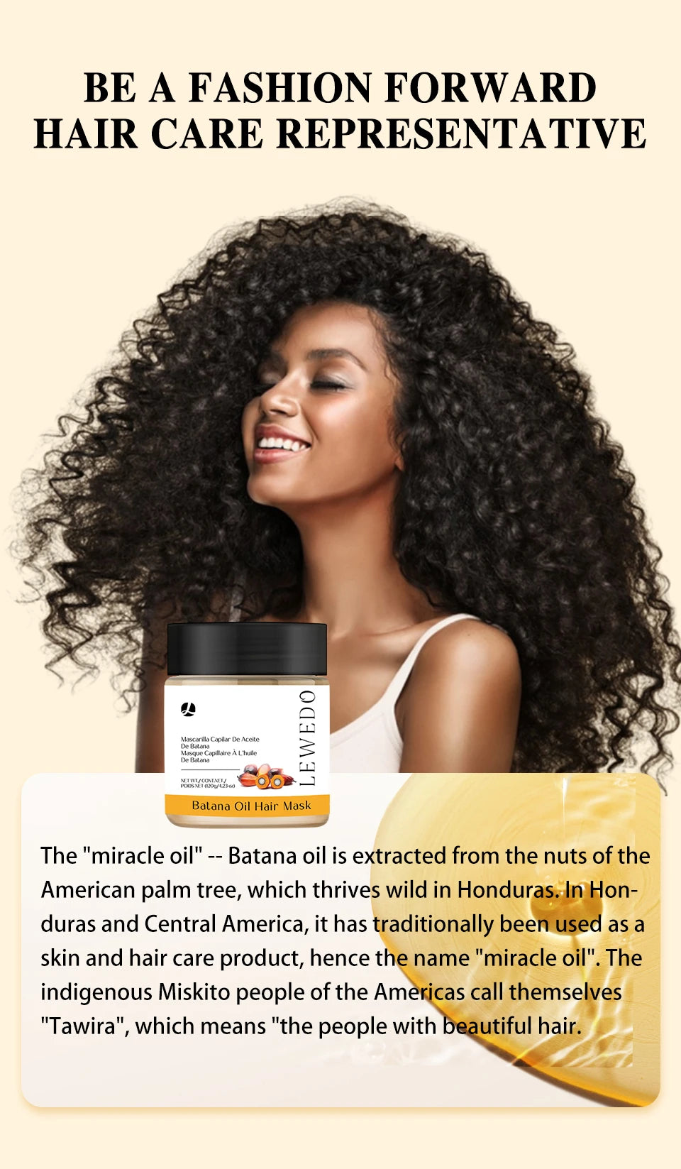Batana Hair Mask Batana Conditioner Oil 100% Natural Hair Care Oil Prevent Hair Loss Nourishes Dry Hair Ends Improves Smoothness