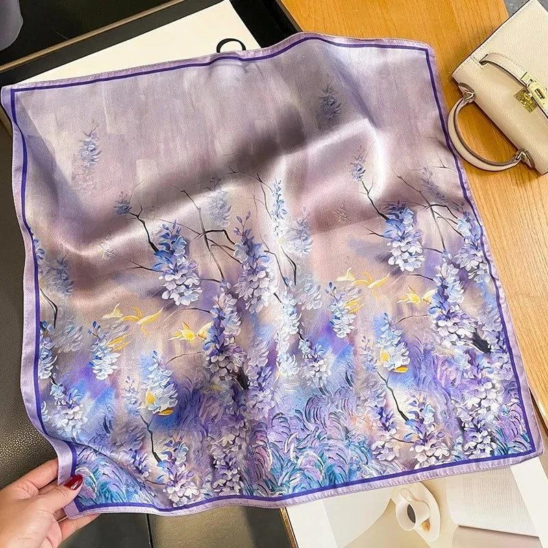 Nature Silk Neck Scarves Lady Foulard Lovely Strawberry Print 100% Real Silk Square Scarf for Women Bag Ribbon Hairband Kerchief