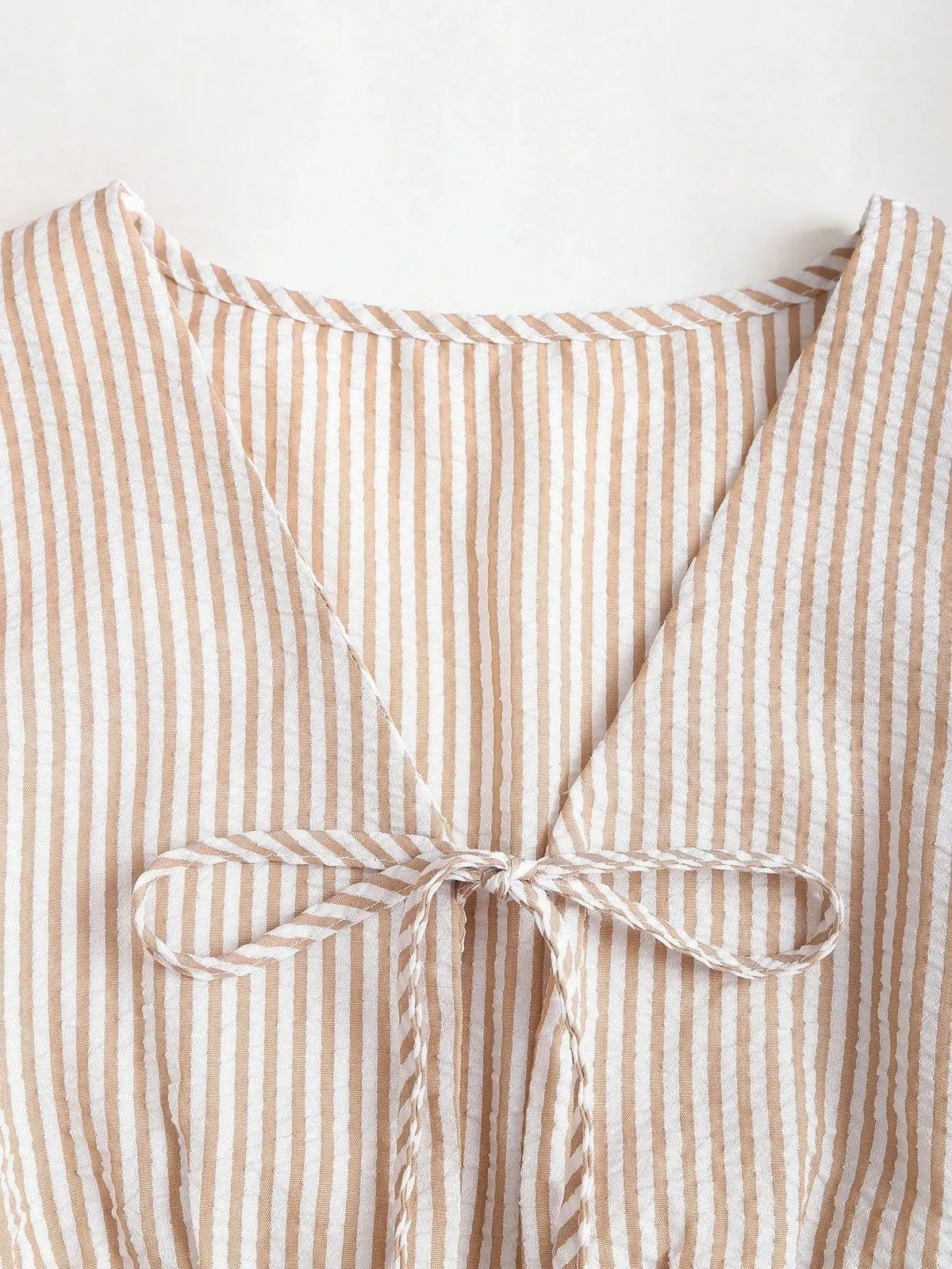 Summer Solid Color Tie Pants Set Stripe Casual Sweet Versatile Loose Comfortable Vacation Daily Two Piece Set