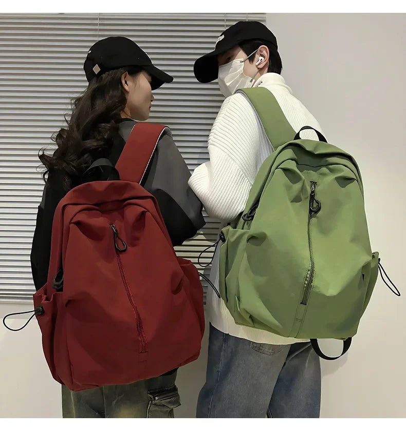 15.6 Inch Nylon Waterproof College Backpack Large Capacity Travel Unisex Laptop Backpacks Simple Design School Bag for Teenagers