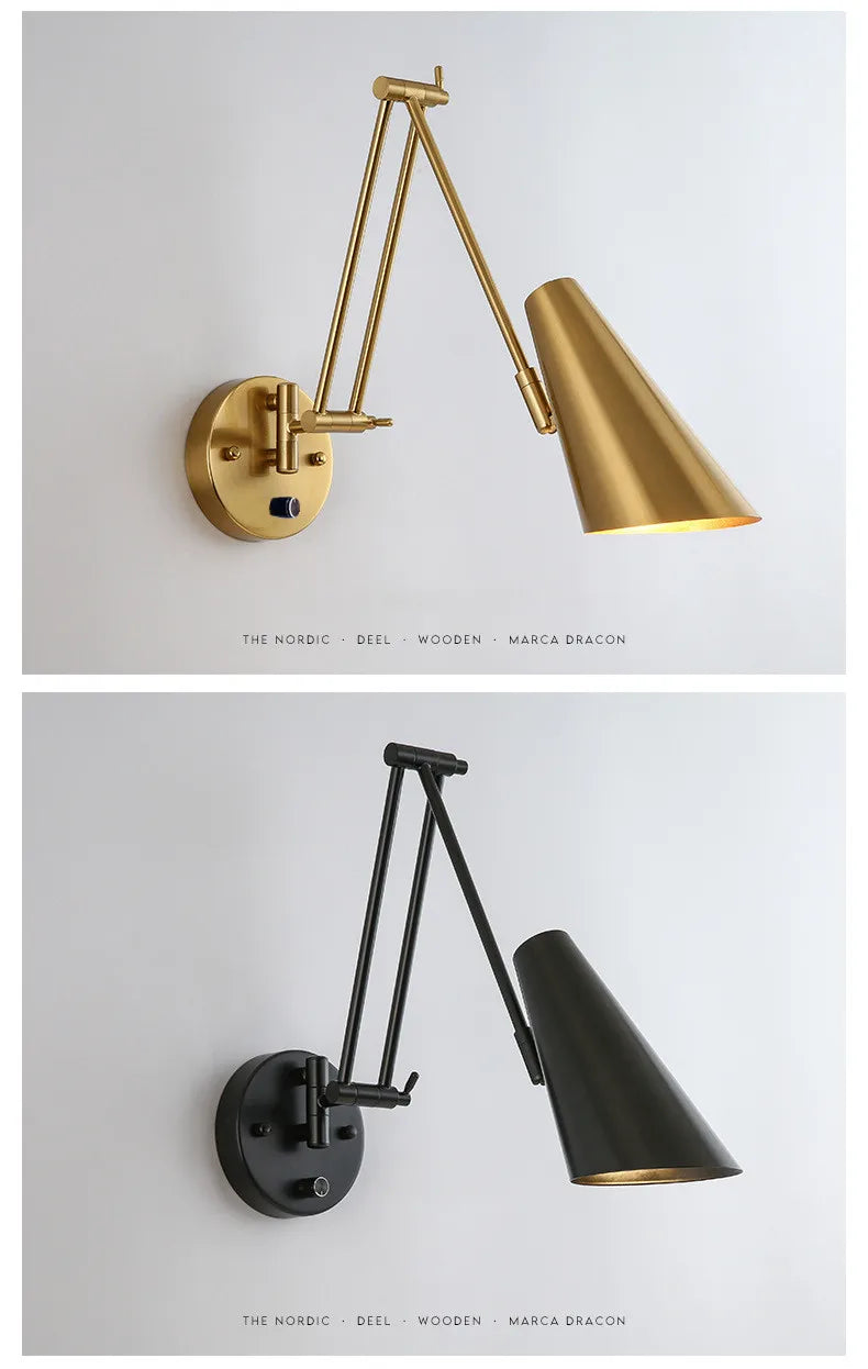 Led Dimmable Wall Lamp Bedroom Bedside Reading Light Folding Telescopic Switch Modern Creative Study Rocker Wall Light Fixture