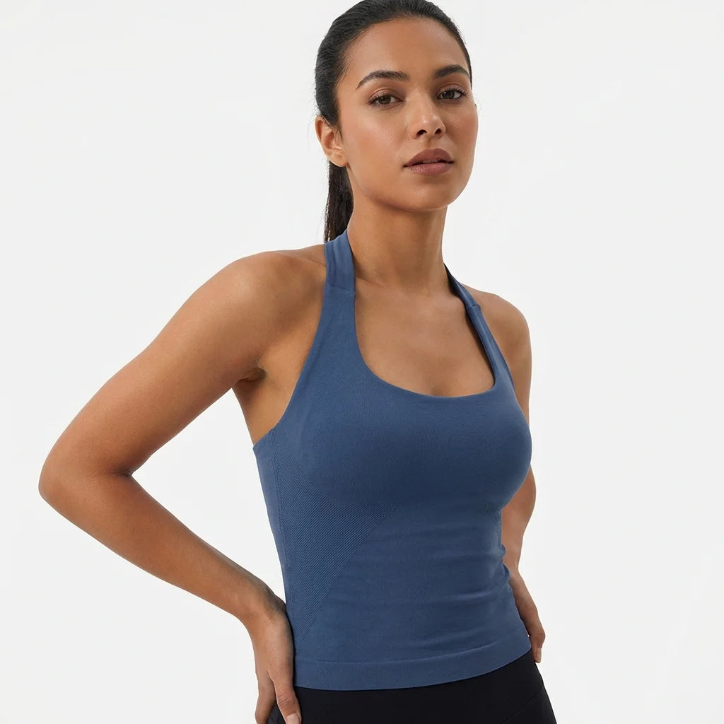 Women's Sexy Seamless Yoga Vest Fitness Bra Sports Bra Hanging Neck Yoga Vest Breathable Pilates Top Gym Top for Active Wear