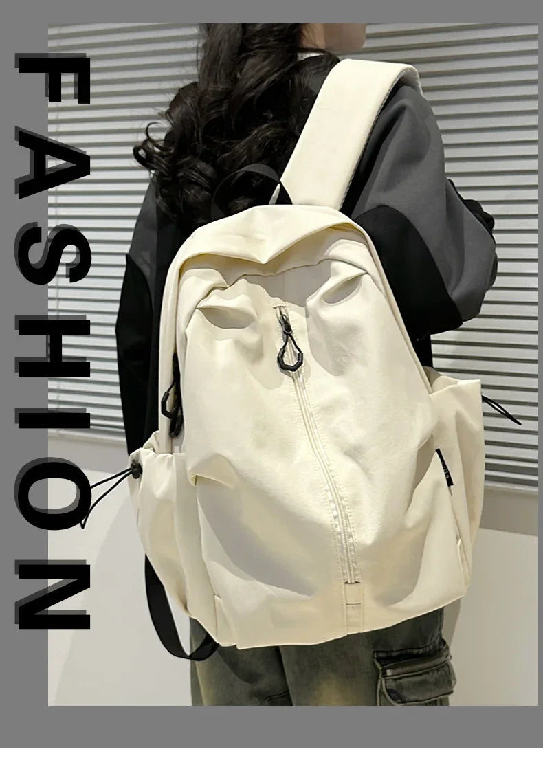 15.6 Inch Nylon Waterproof College Backpack Large Capacity Travel Unisex Laptop Backpacks Simple Design School Bag for Teenagers