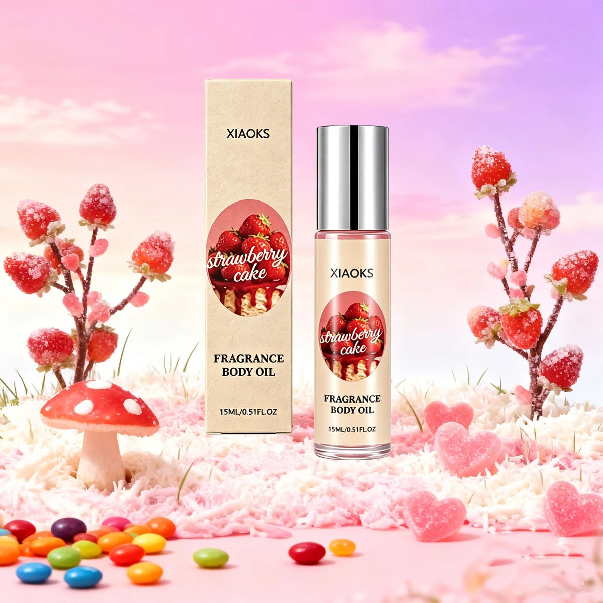 10ml Strawberry Cake Scented Perfume Spray for Women - Elegant Women's Perfume with Rose Scent, Roll-On Fragrance, Gourmet Oriental Notes, Featuring Strawberry, Coconut, Candy, Vanilla, Caramel, and Cream Scents, Long-Lasting