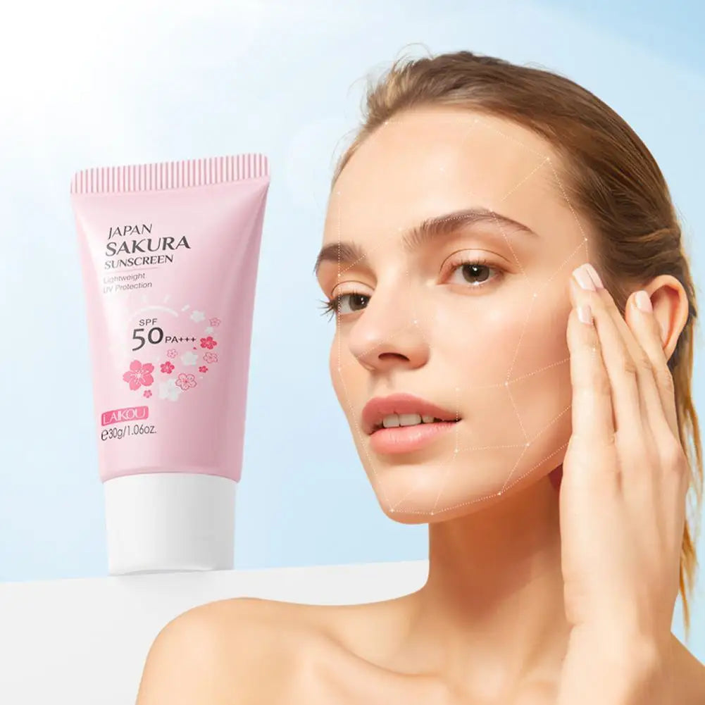 LAIKOU Japan Sakura Sunscreen SPF 50+ Brightening Sunblock Cream Face Body Moisturizing Isolating UV Protector 30g
