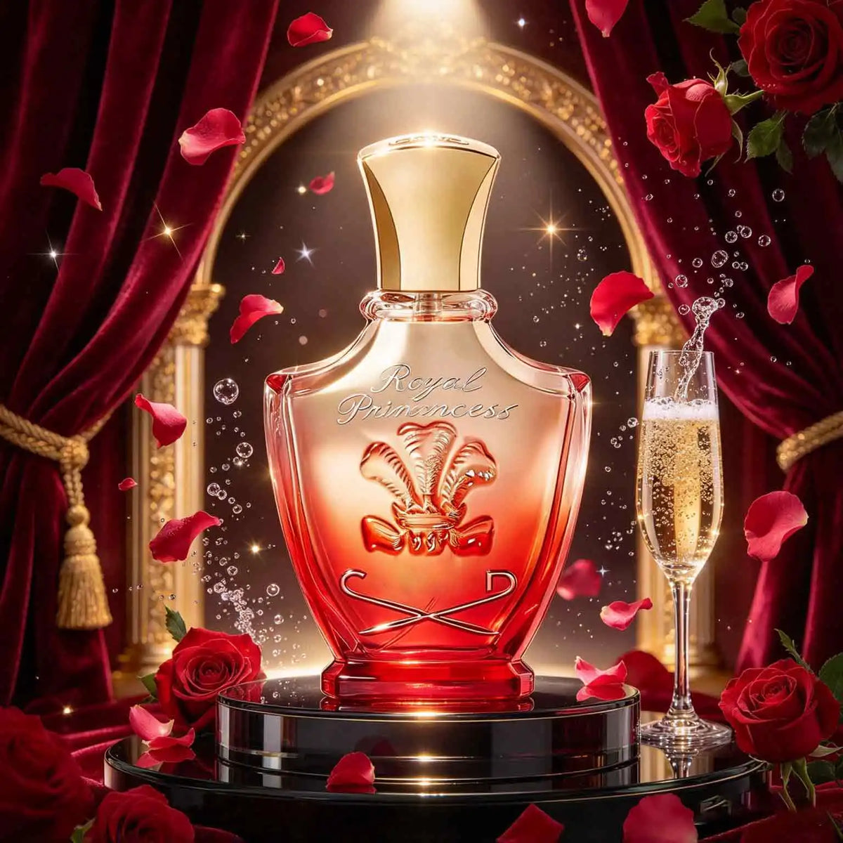 Royal Princess Oud Ebony Perfume, Floral Amber Tone, Ladies' Perfume, 7.5ml 2.5oz, Lasting Fragrance, Raspberry, Jasmine, Ebony, Patchouli, Daily Commuting Fit, Suitable For Birthday And Anniversary Gifts.