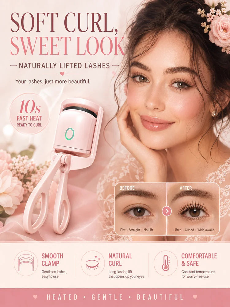 Rechargeable Eyelash Curler For Women Electric Heated Lash Curler Portable Eyelash Styling Makeup Tool