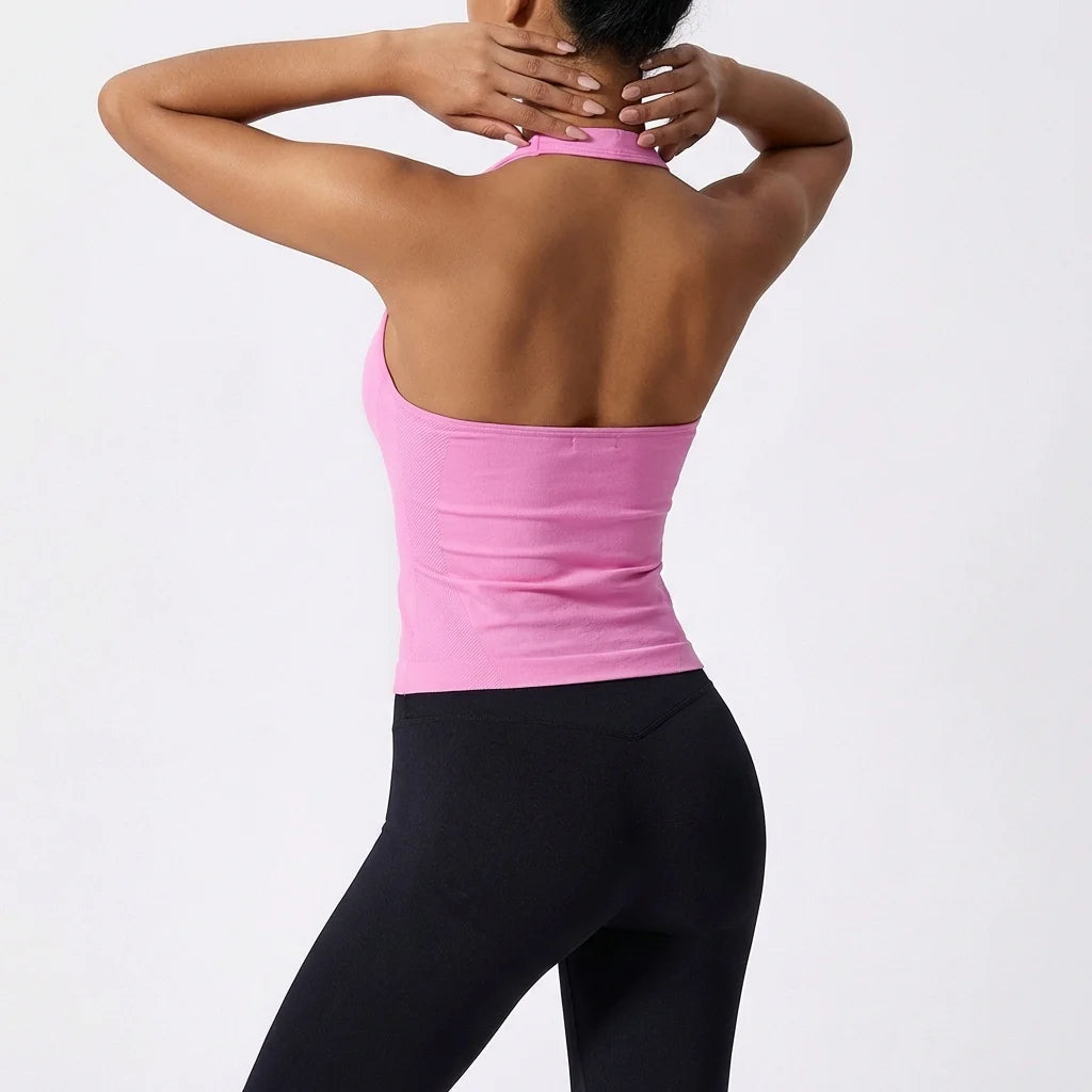 Women's Sexy Seamless Yoga Vest Fitness Bra Sports Bra Hanging Neck Yoga Vest Breathable Pilates Top Gym Top for Active Wear
