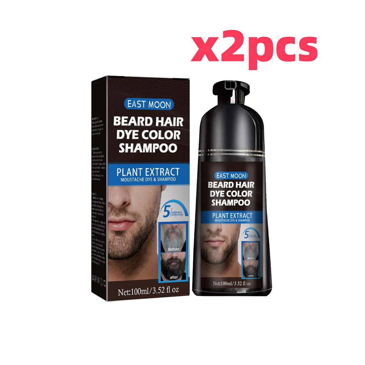 Natural Beard Dye Shampoo Permanent Repair White Grey Hair Removal Instant Mustache Dying Blacking Fast Beard Coloring for Men