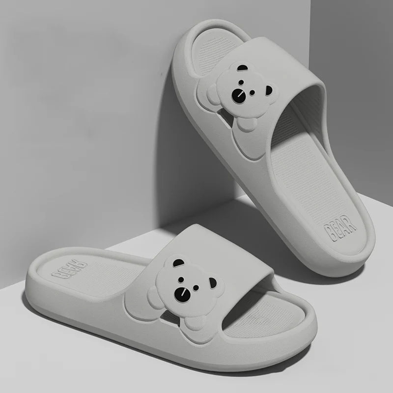 Fashion Women's Slippers Indoor Soft Sole Cartoon Bear Slides Bathroom EVA Outdoor Men Summer Beach Flip Flops Shoes Couple