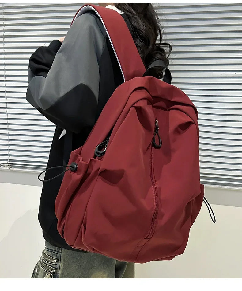 15.6 Inch Nylon Waterproof College Backpack Large Capacity Travel Unisex Laptop Backpacks Simple Design School Bag for Teenagers