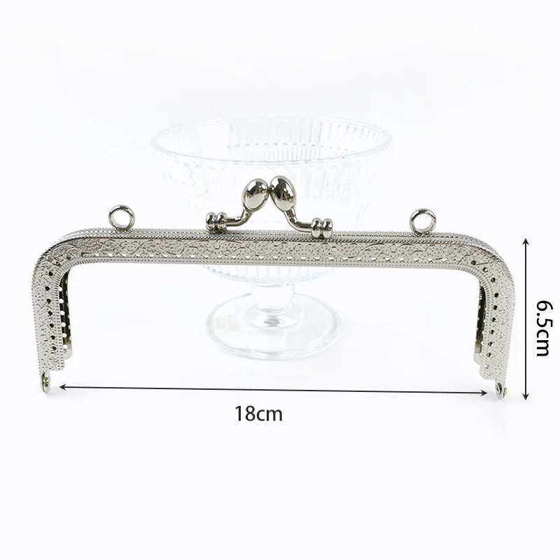 1/2/5Pcs Silver Embossed Metal Purse Frame Kiss Clasp 8.5-20cm Bag Handle for Handbag Wallet WovenBag DIY Handmade Accessories