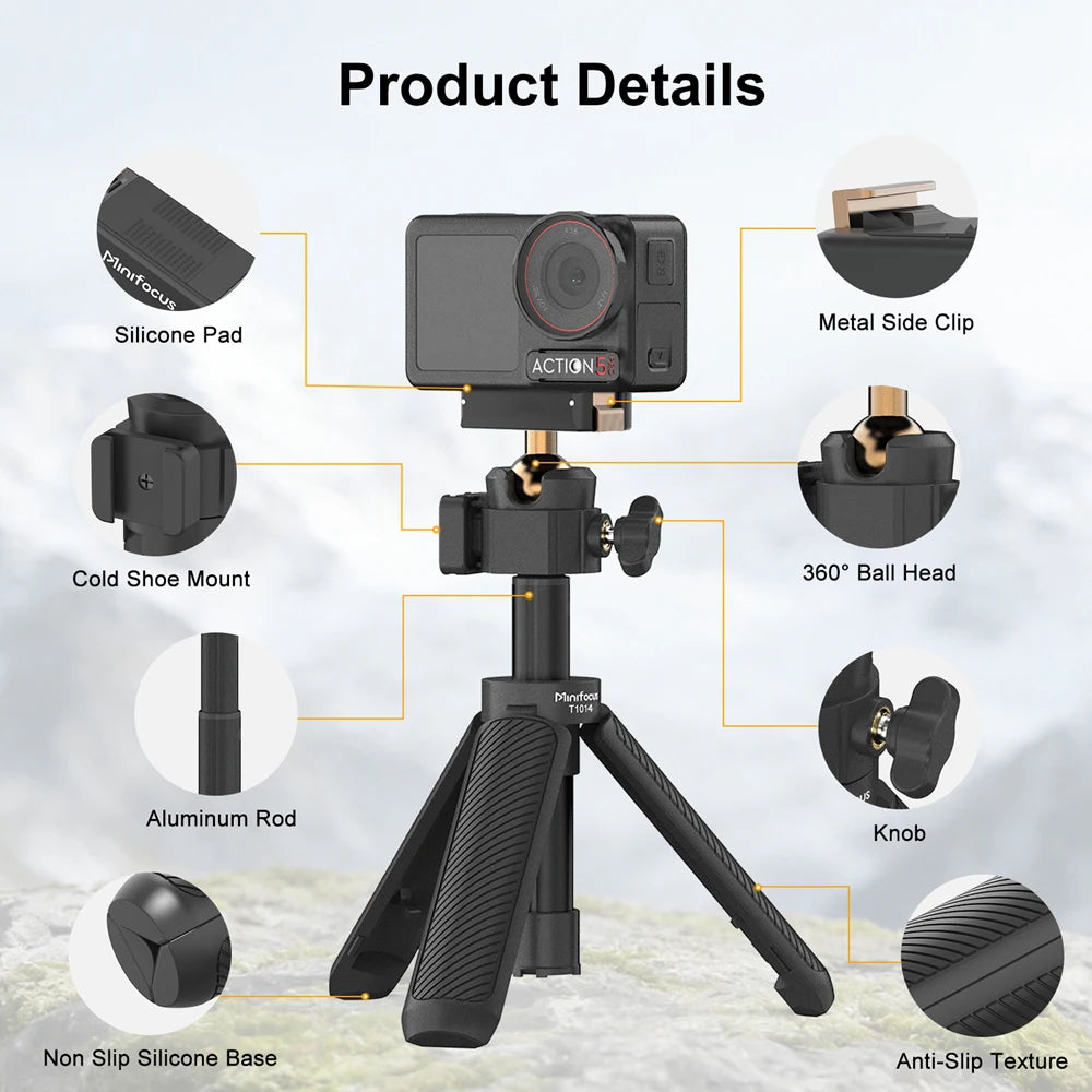 Mini Extension Tripod with Magnetic Quick Release For DJI Osmo Action 5 Pro/4/3, Osmo 360, 2-in-1 Extendable Selfie Stick Tripod